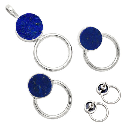 Natural Gemstone Circle Pendant Earrings Jewelry Set 925 Sterling Silver AGT1001 T-1012