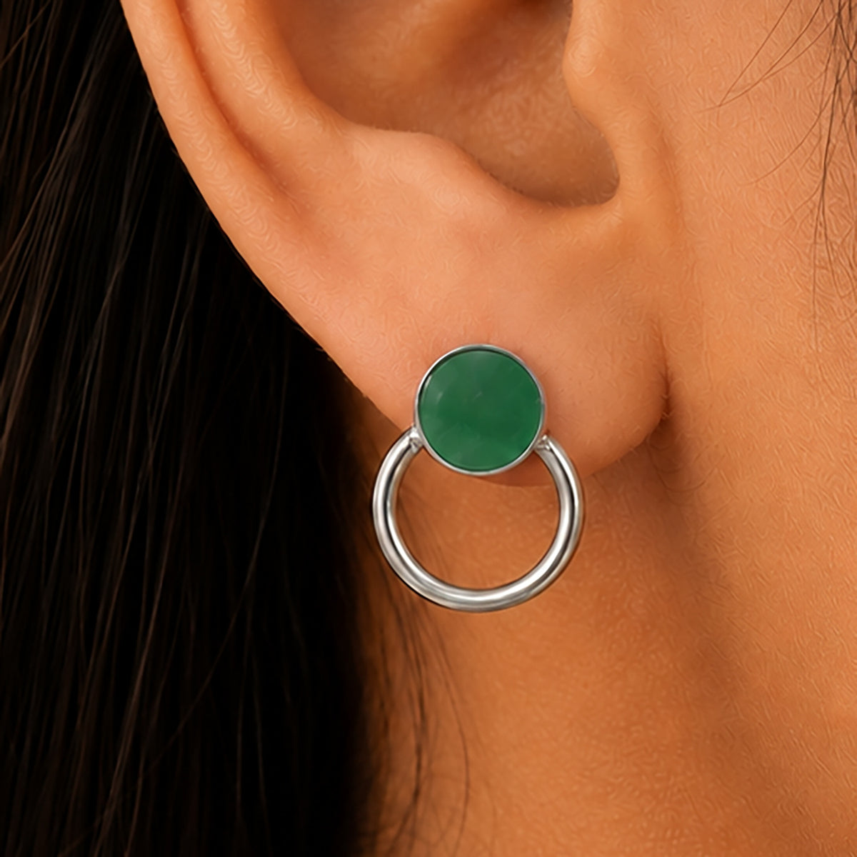 Natural Gemstone Circle Pendant Earrings Jewelry Set 925 Sterling Silver AGT1001 T-1012