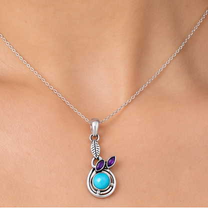 Natural Gemstone Leaf Pendant & Earrings Jewelry Set 925 Sterling Silver AGT1002 T-1013