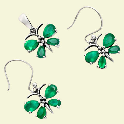 Butterfly Gemstone Jewelry Set 925 Sterling Silver Earrings Pendant AGT1003 T-1014