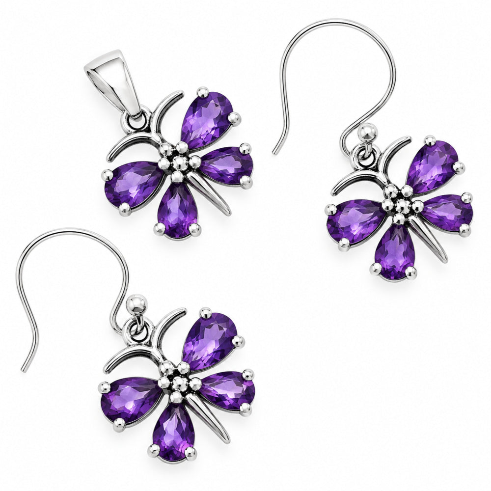 Butterfly Gemstone Jewelry Set 925 Sterling Silver Earrings Pendant AGT1003 T-1014