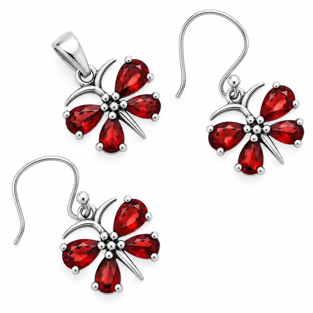 Butterfly Gemstone Jewelry Set 925 Sterling Silver Earrings Pendant AGT1003 T-1014