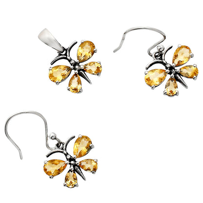 Butterfly Gemstone Jewelry Set 925 Sterling Silver Earrings Pendant AGT1003 T-1014
