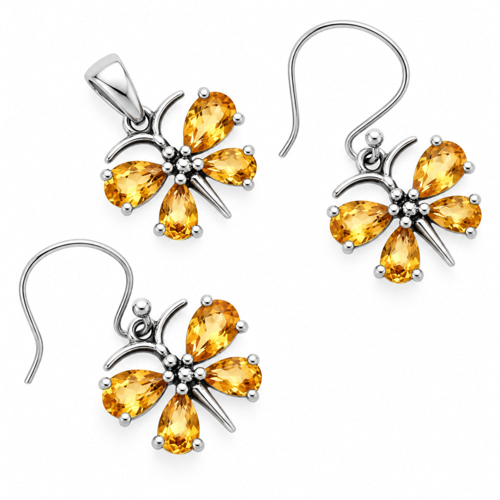 Butterfly Gemstone Jewelry Set 925 Sterling Silver Earrings Pendant AGT1003 T-1014