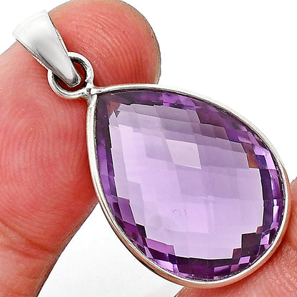 Faceted Amethyst Teardrop Earrings and Pendant Set 925 Sterling Silver AGT1004 T-1015