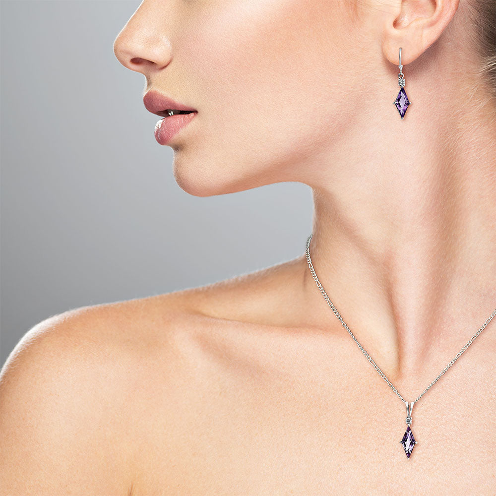Marquise Gemstone Pendant Earrings Jewelry Set 925 Sterling Silver AGT1005 T-1016