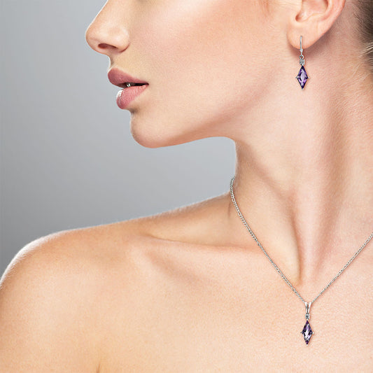 Marquise Gemstone Pendant Earrings Jewelry Set 925 Sterling Silver AGT1005 T-1016