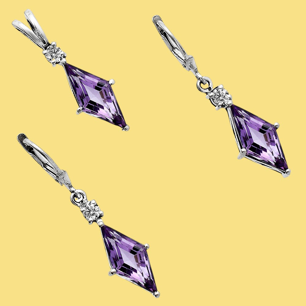 Marquise Gemstone Pendant Earrings Jewelry Set 925 Sterling Silver AGT1005 T-1016