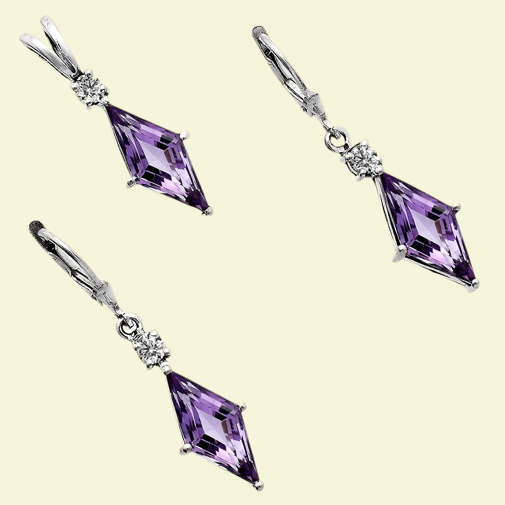 Marquise Gemstone Pendant Earrings Jewelry Set 925 Sterling Silver AGT1005 T-1016
