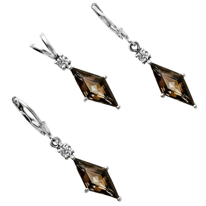 Marquise Gemstone Pendant Earrings Jewelry Set 925 Sterling Silver AGT1005 T-1016
