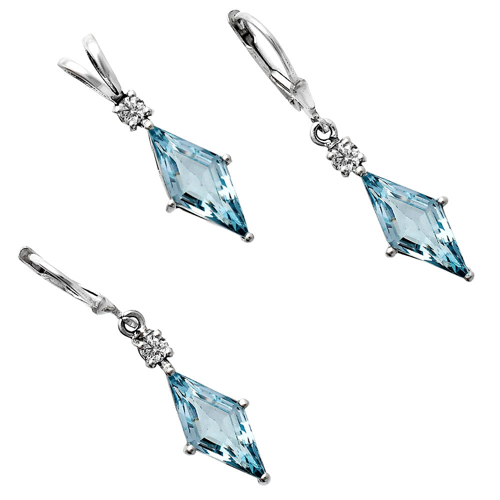Marquise Gemstone Pendant Earrings Jewelry Set 925 Sterling Silver AGT1005 T-1016