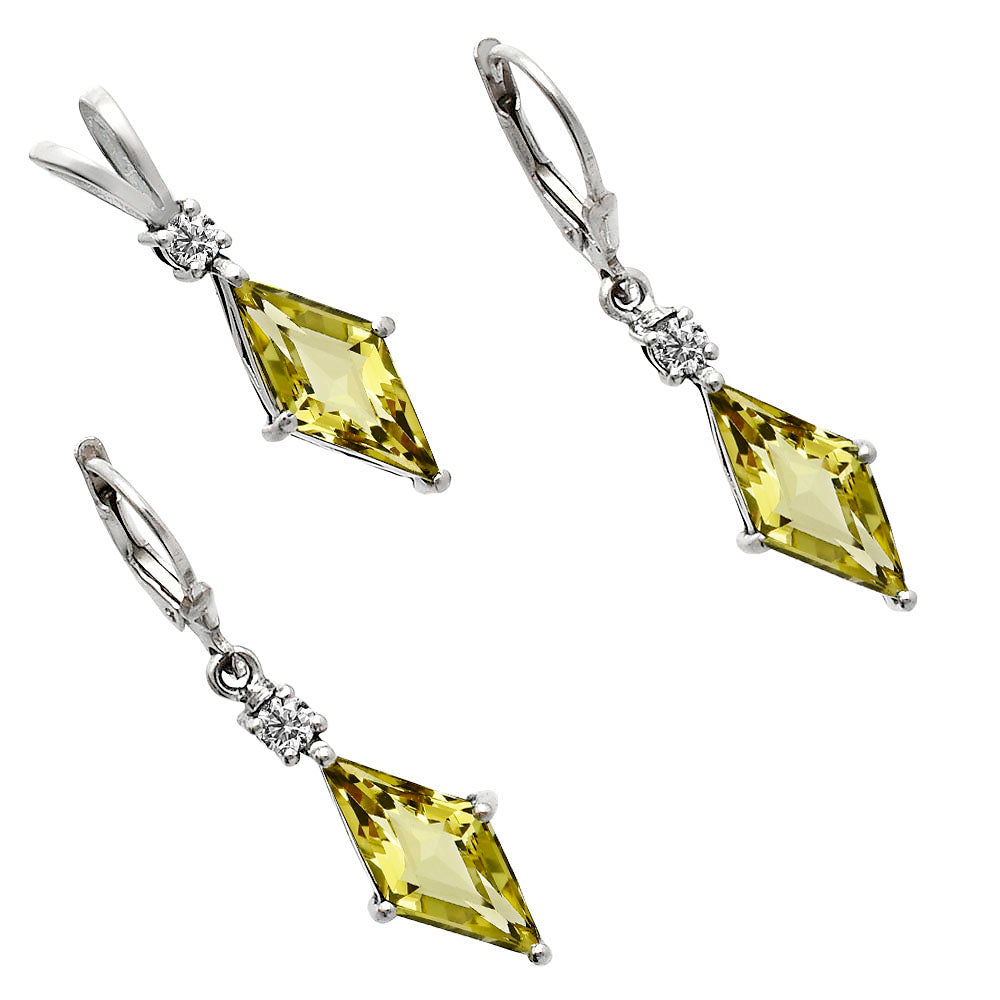 Marquise Gemstone Pendant Earrings Jewelry Set 925 Sterling Silver AGT1005 T-1016