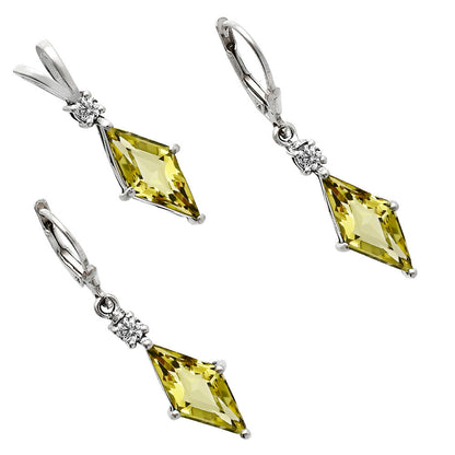Marquise Gemstone Pendant Earrings Jewelry Set 925 Sterling Silver AGT1005 T-1016