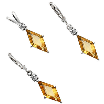 Marquise Gemstone Pendant Earrings Jewelry Set 925 Sterling Silver AGT1005 T-1016