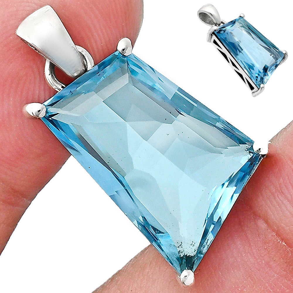Modern Trapezoid Gemstone Earrings & Pendant Jewelry Set 925 Silver AGT1006 T-1017