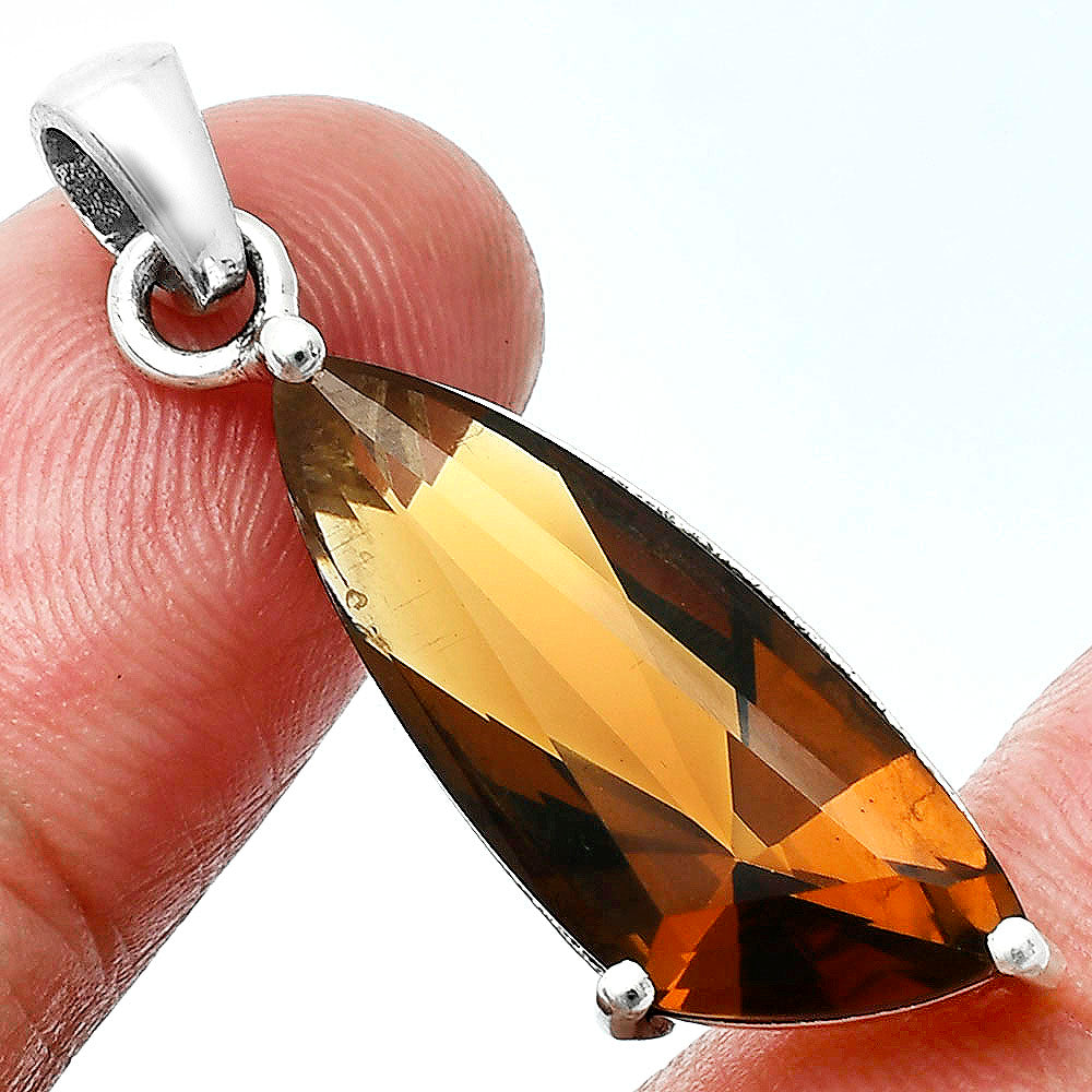 Elegant Faceted Gemstone Pendant Earrings Set 925 Sterling Silver AGT1007 T-1017