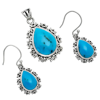 Natural Gemstone Teardrop Pendant and Earrings Set 925 Sterling Silver AGT1008 T-1018