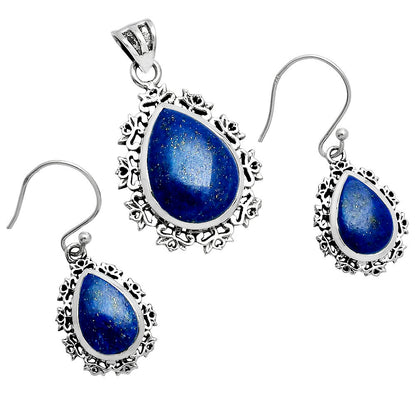 Natural Gemstone Teardrop Pendant and Earrings Set 925 Sterling Silver AGT1008 T-1018