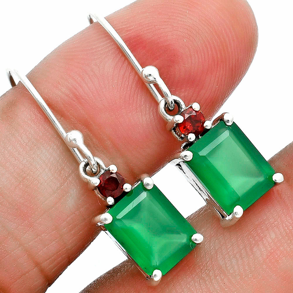 Faceted Rectangle Pendant Earrings Jewelry Set 925 Sterling Silver AGT1009 T-1019