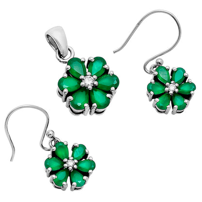Multi-Gemstone Flower Pendant Earrings Jewelry Set 925 Sterling Silver AGT1011 T-1021