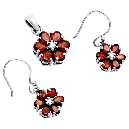 Multi-Gemstone Flower Pendant Earrings Jewelry Set 925 Sterling Silver AGT1011 T-1021