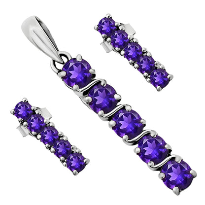 Vertical Gemstone Bar Set 925 Sterling Silver Earrings Pendant Jewelry AGT1013 T-1023