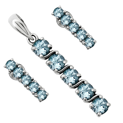 Vertical Gemstone Bar Set 925 Sterling Silver Earrings Pendant Jewelry AGT1013 T-1023