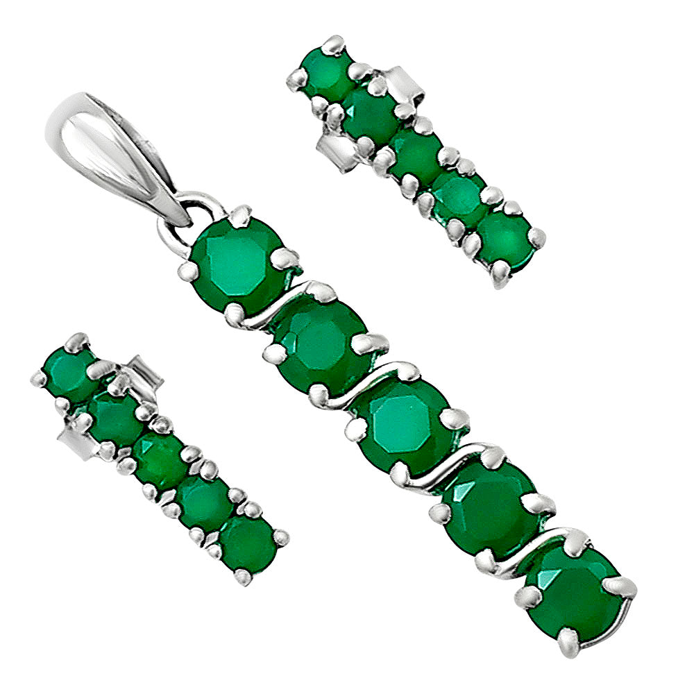 Vertical Gemstone Bar Set 925 Sterling Silver Earrings Pendant Jewelry AGT1013 T-1023