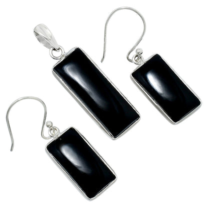 Rectangular Gemstone Jewelry Set 925 Sterling Silver Pendant Earrings AGT1014 T-1001