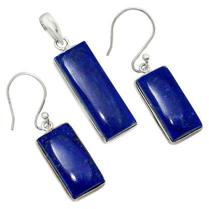 Rectangular Gemstone Jewelry Set 925 Sterling Silver Pendant Earrings AGT1014 T-1001