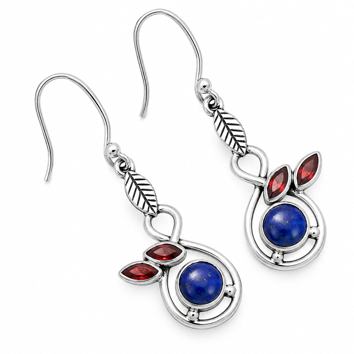 Lapis Lazuli and Garnet Earrings T-1013 AGTE1002_A