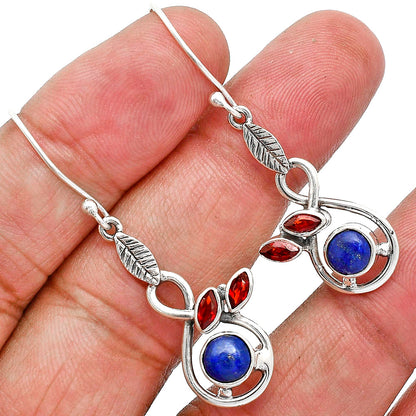 Lapis Lazuli and Garnet Earrings T-1013 AGTE1002_A