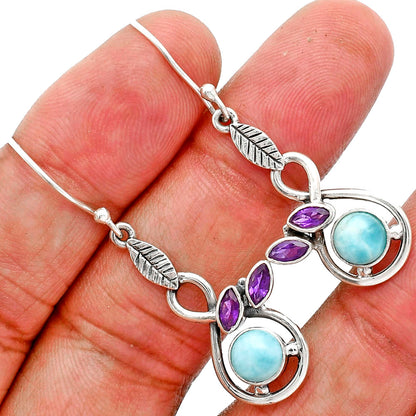 Larimar (Dominican Republic) and Amethyst Earrings T-1013 AGTE1002_B