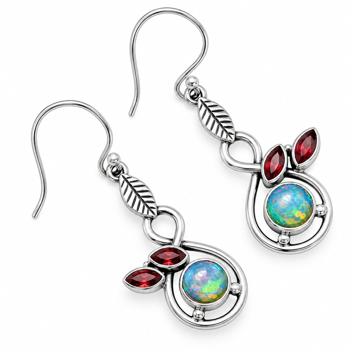 Ethiopian Opal and Garnet Earrings T-1013 AGTE1002_C