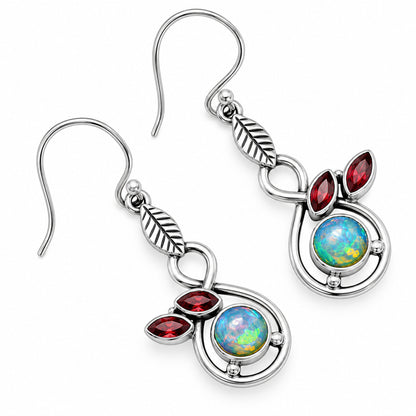 Ethiopian Opal and Garnet Earrings T-1013 AGTE1002_C