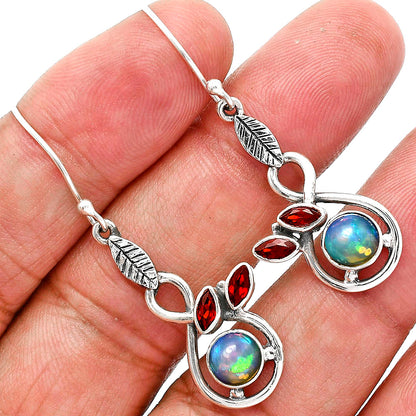 Ethiopian Opal and Garnet Earrings T-1013 AGTE1002_C
