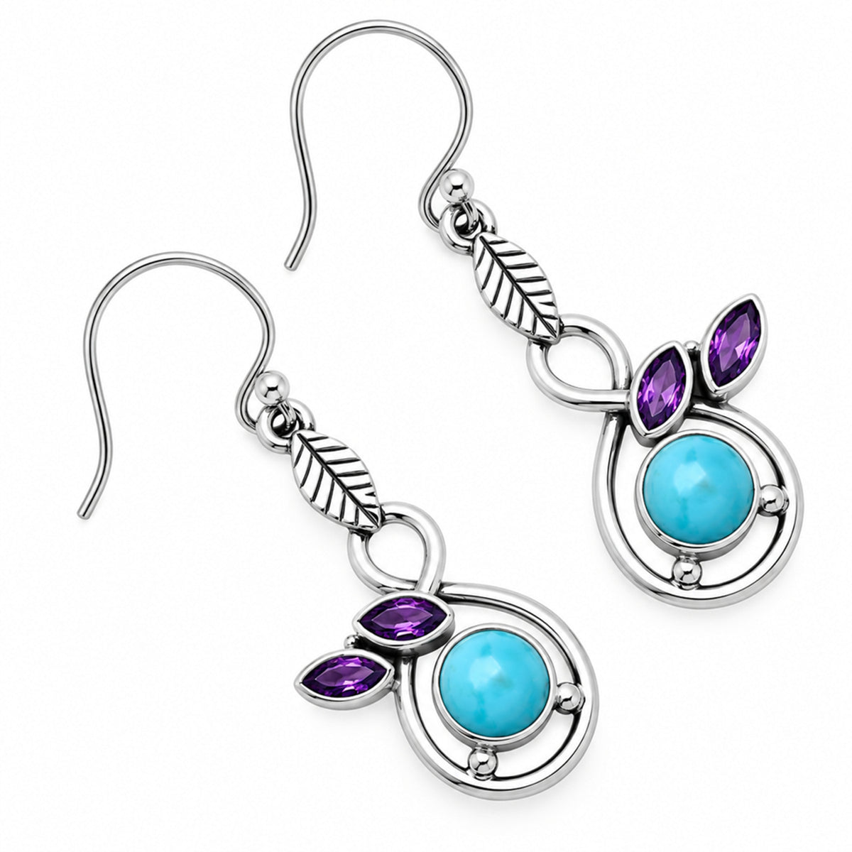 Sleeping Beauty Turquoise and Amethyst Earrings T-1013 AGTE1002_D