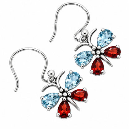 Sky Blue Topaz and Garnet Earrings T-1014 AGTE1003_E
