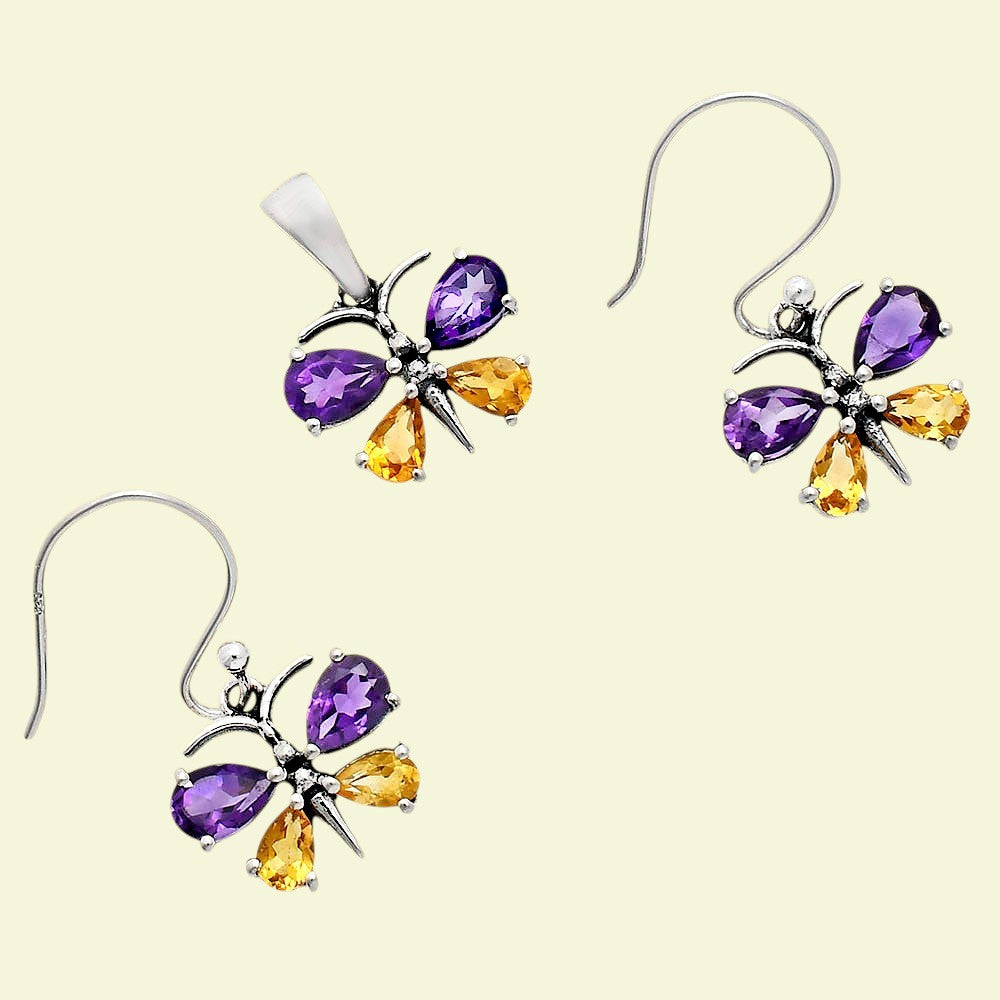 Amethyst and Citrine Earrings T-1014 AGTE1003_F