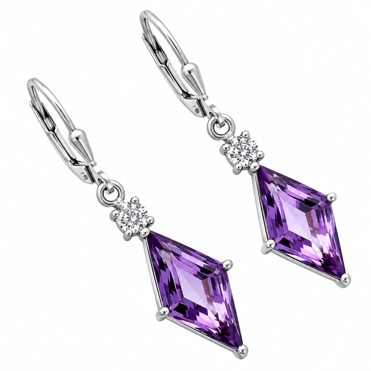 Amethyst and Moissanite Earrings T-1016 AGTE1005_A