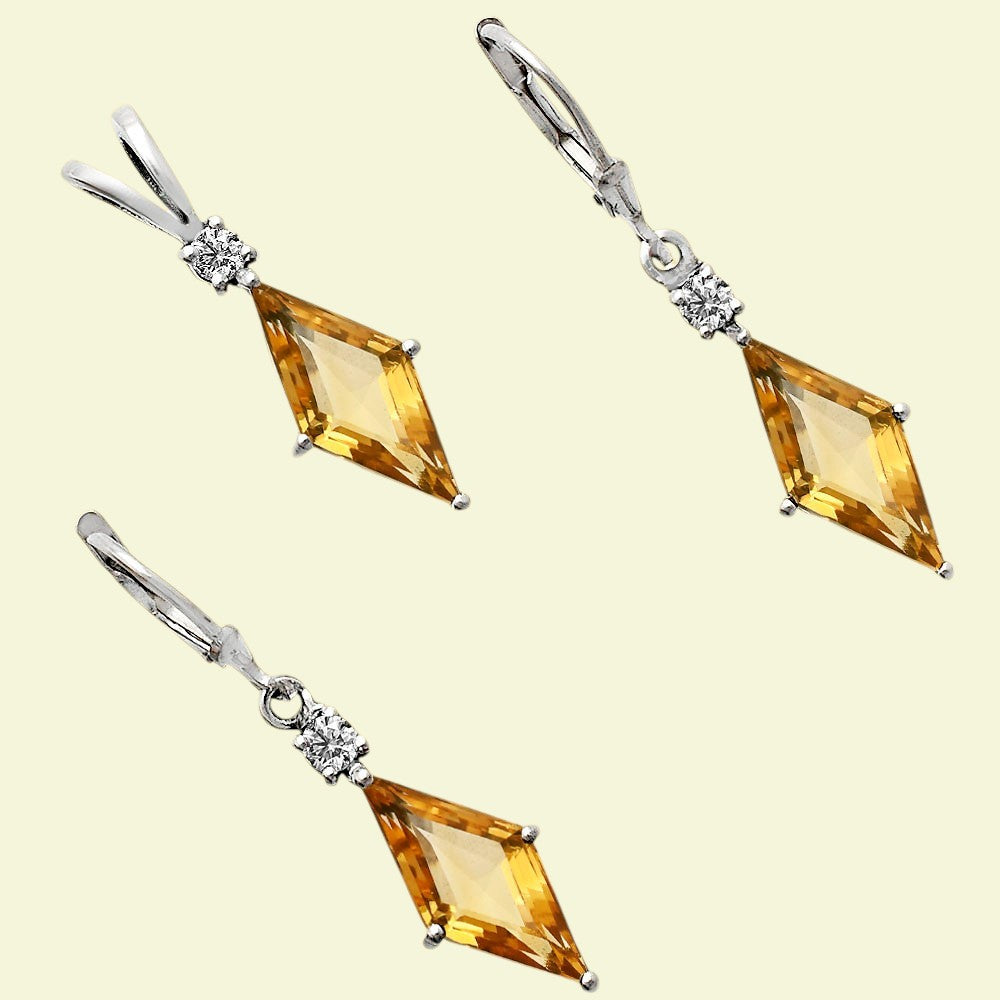 Citrine and Moissanite Earrings T-1016 AGTE1005_E