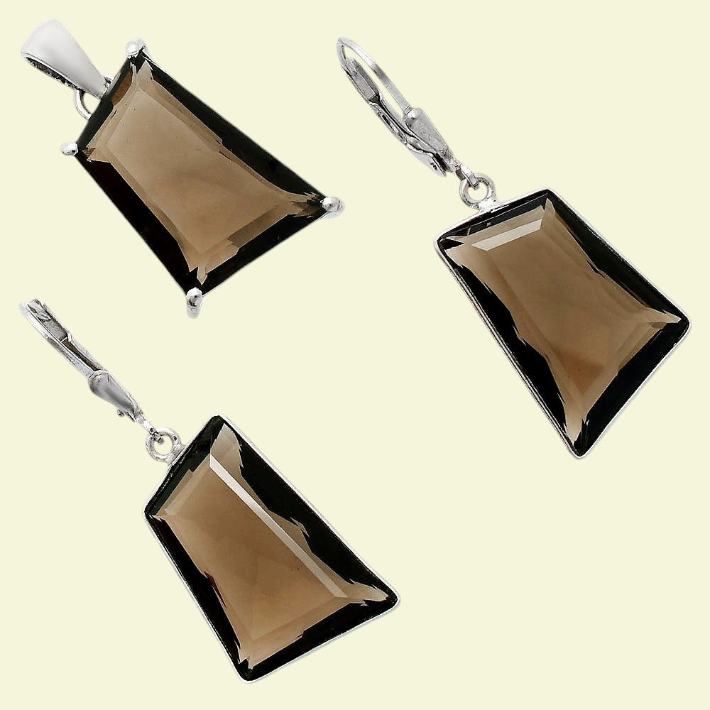 Smoky Quartz Earrings T-1017 AGTE1006_B