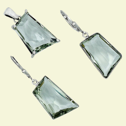 Prasiolite (Green Amethyst) Earrings T-1017 AGTE1006_E