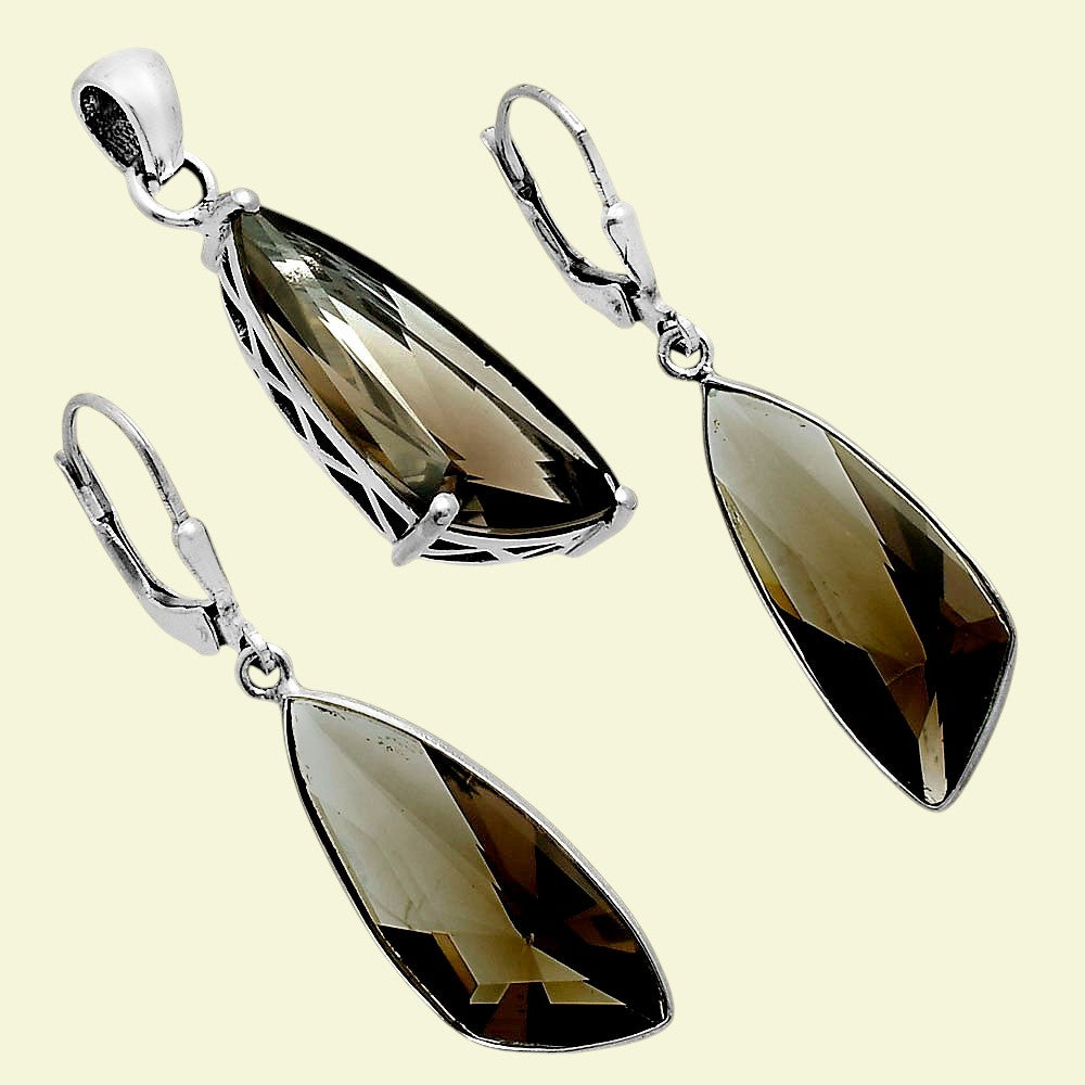 Smoky Quartz Earrings T-1017 AGTE1007_B