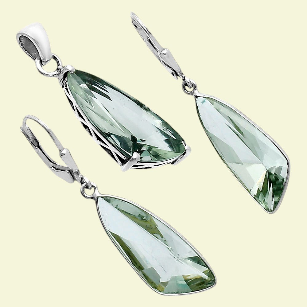 Prasiolite (Green Amethyst) Earrings T-1017 AGTE1007_D
