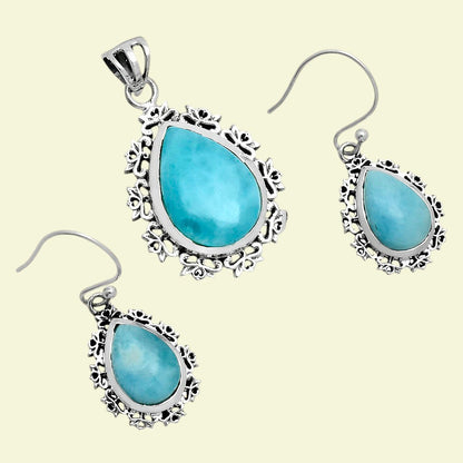 Larimar (Dominican Republic) Earrings T-1018 AGTE1008_E