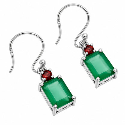 Green Onyx and Garnet Earrings T-1019 AGTE1009_A