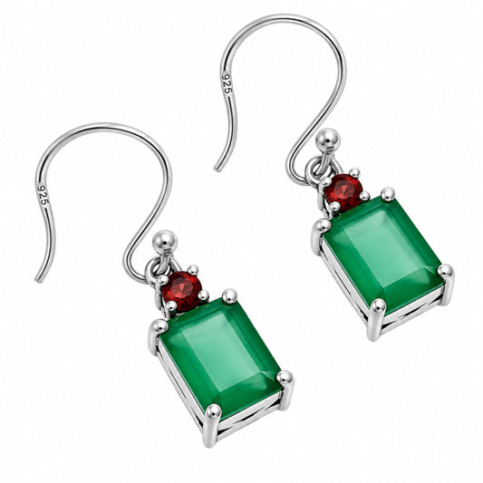 Green Onyx and Garnet Earrings T-1019 AGTE1009_A