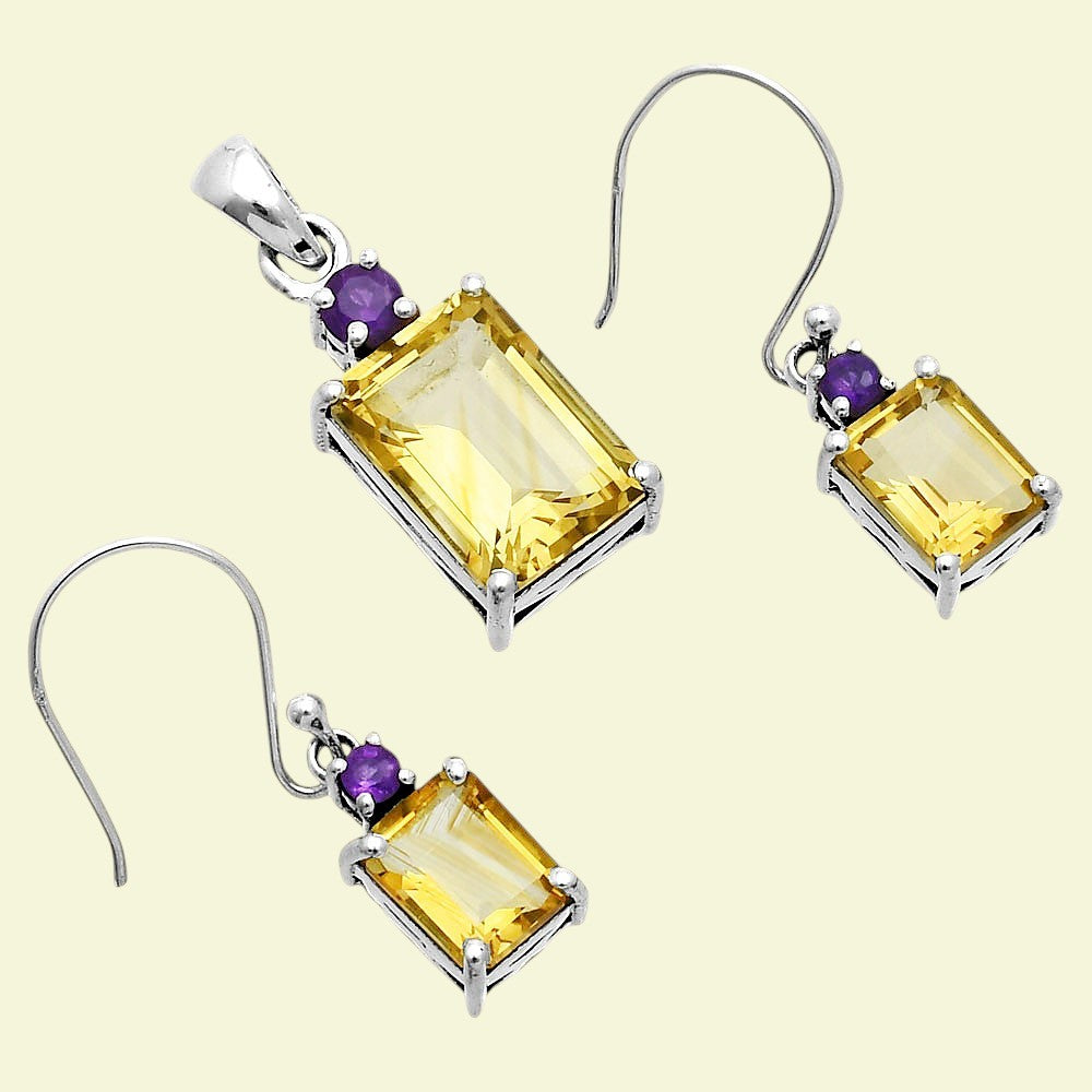 Citrine and Amethyst Earrings T-1019 AGTE1009_B