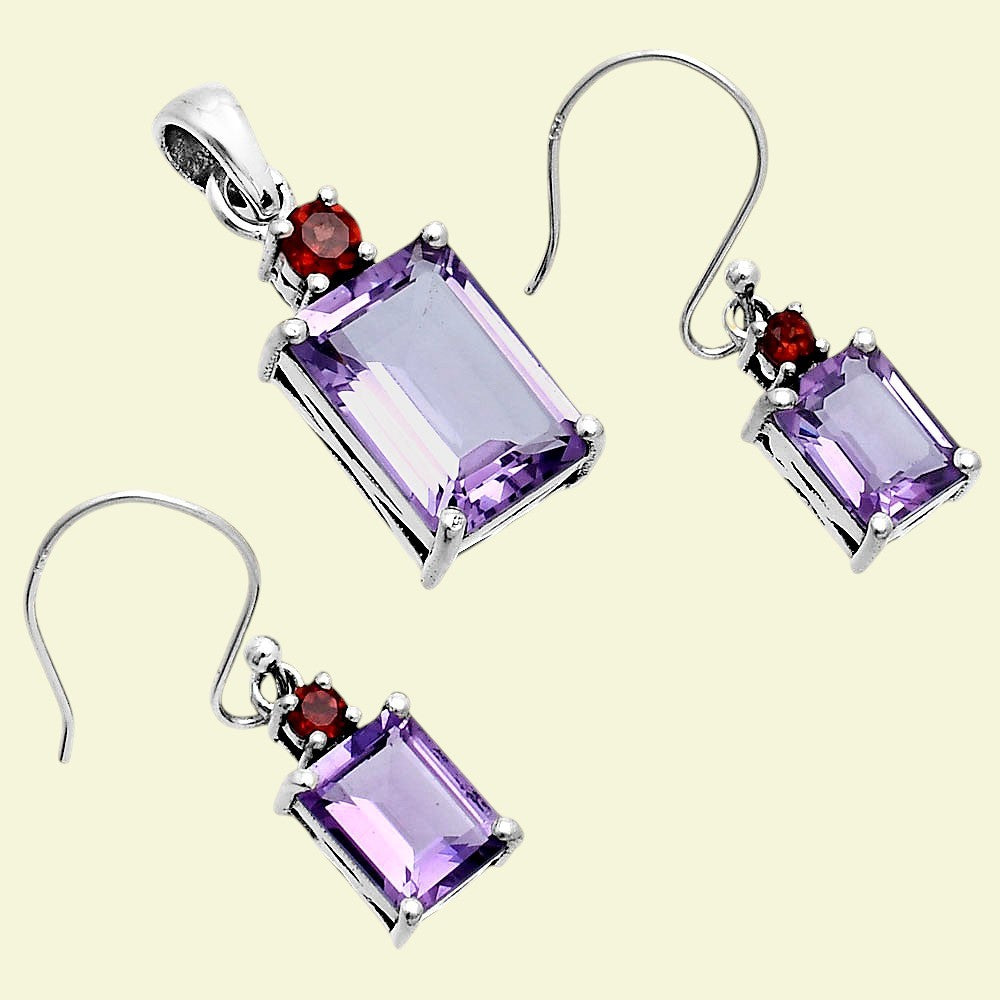 Amethyst and Garnet Earrings T-1019 AGTE1009_C